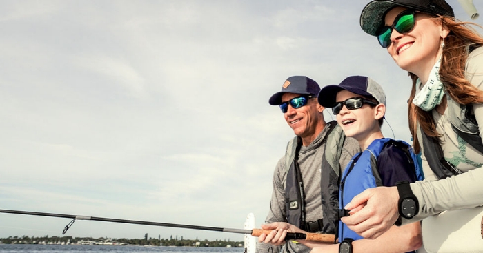 A family fishing with Mercury Marine 1st Mate wrist bands