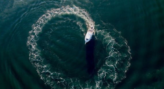 boat doing circles on water