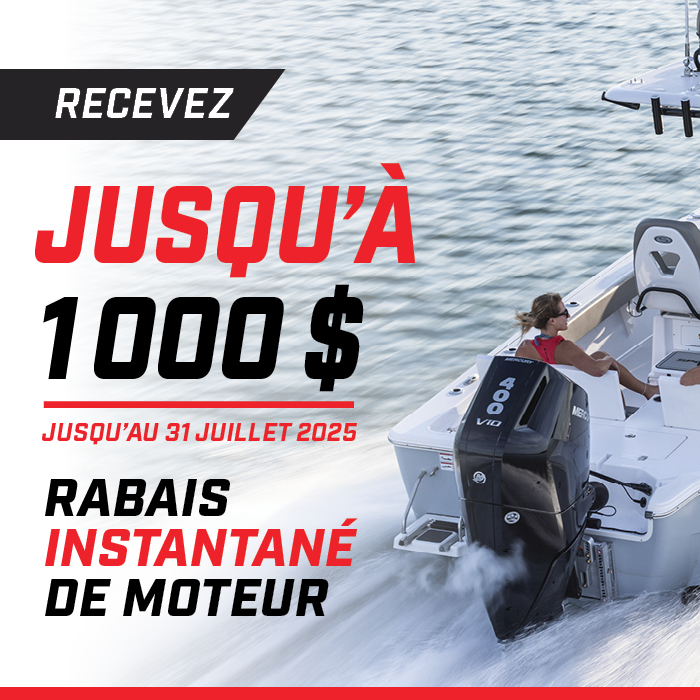 Obtenez jusqu'à 1 000 $ de rabais sur un hors-bord Mercury neuf