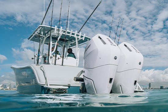 multiple verado outboard motors on boat