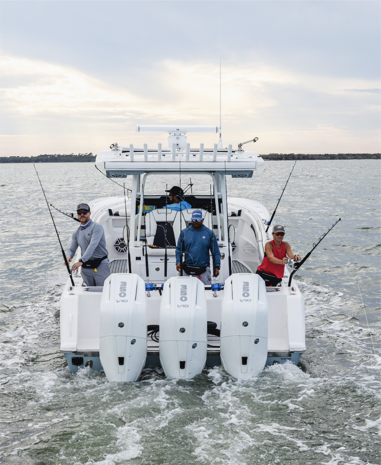 multi-engine fishing boat on the ocean