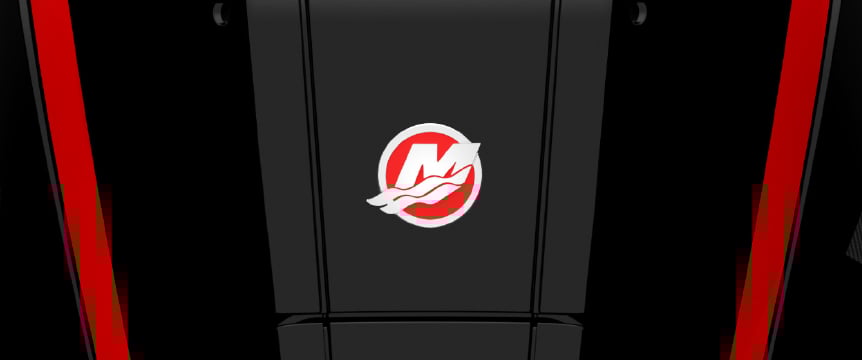 A black and red Mercury Marine engine design