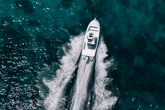 overhead of boat on water