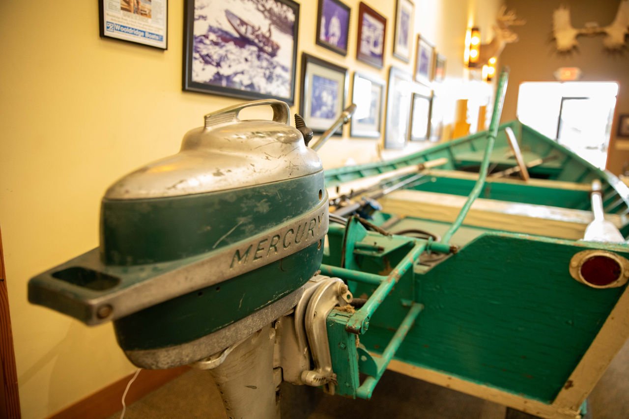 Old Mercury engine on boat