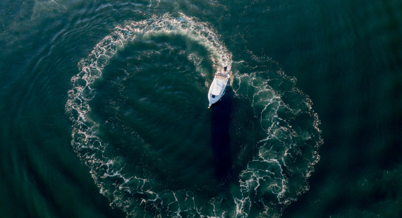 boat doing circles on water
