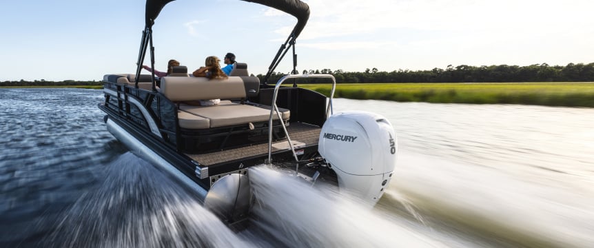 pontoon with mercury marine outboard engine