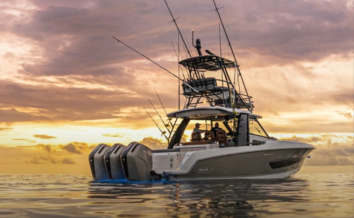fishing center console boat with mercury marine outboard engines